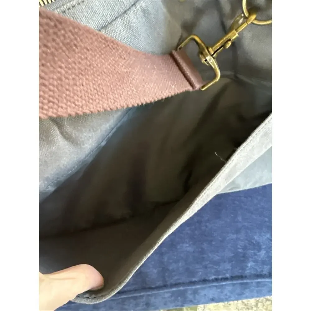 Line Of Trade Gray Canvas Laptop Bag w/ Leather Double Handles & shoulder strap